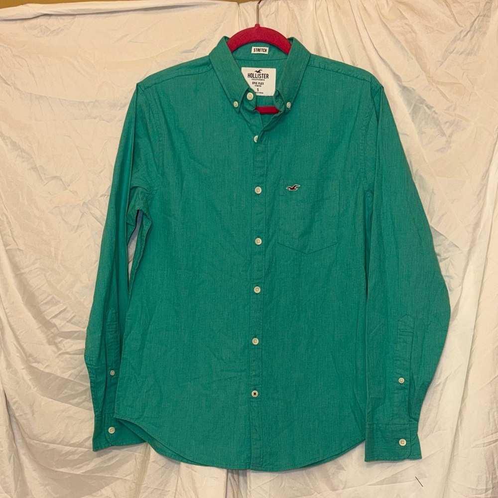 Hollister Men's small aqua/teal Button-Down Shirt